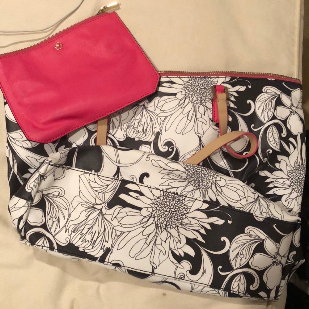 Trina Turk Bag with Pink makeup bag